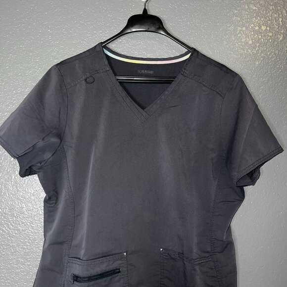 Scrubstar Black V-Neck Scrub Top Large Stretch Utility Pockets - Picture 3 of 4